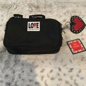 Love Brighton Black cross body Bag with 2 sided Heart keychain